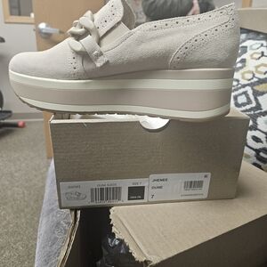 Dolce Vita Cream Suede Platform Shoes